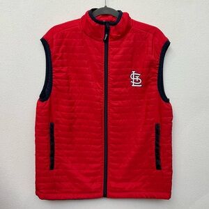St Louis Cardinals Red, Navy Trim Slim Puffer Vest Full Zip Size XL Baseball